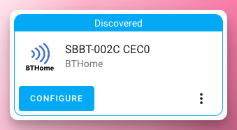 Screenshot of a discovered BTHome device in Home Assistant.